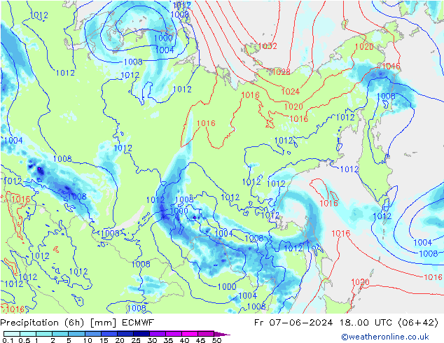 Z500/Rain (+SLP)/Z850 ECMWF ven 07.06.2024 00 UTC