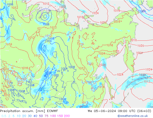 Precipitation accum. ECMWF mer 05.06.2024 09 UTC