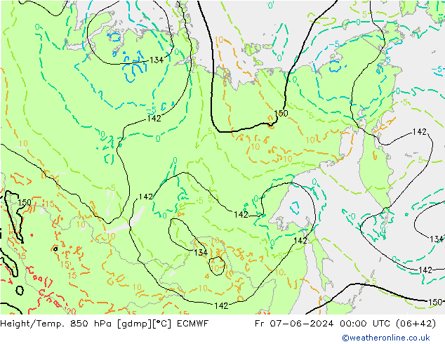 Z500/Rain (+SLP)/Z850 ECMWF ven 07.06.2024 00 UTC