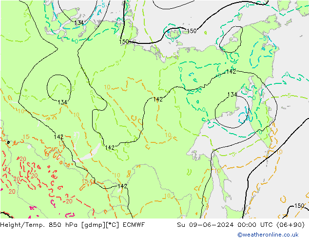 Height/Temp. 850 hPa ECMWF Su 09.06.2024 00 UTC