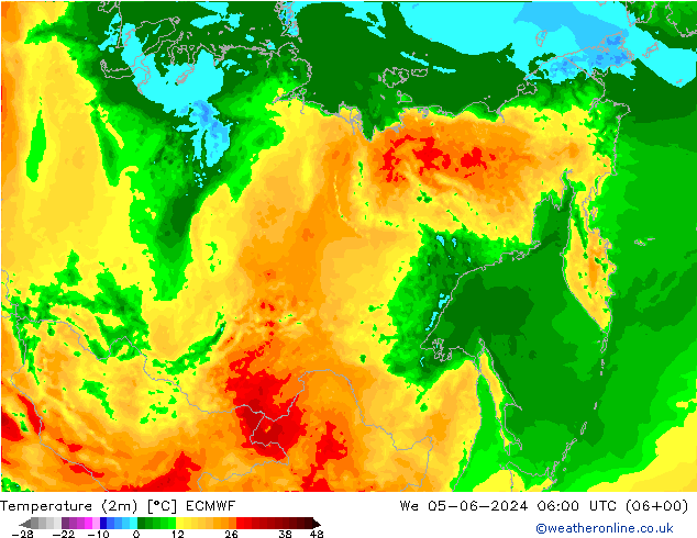 Temperature (2m) ECMWF We 05.06.2024 06 UTC