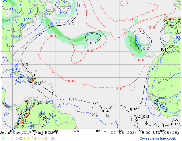 Straalstroom/SLP ECMWF do 06.06.2024 18 UTC