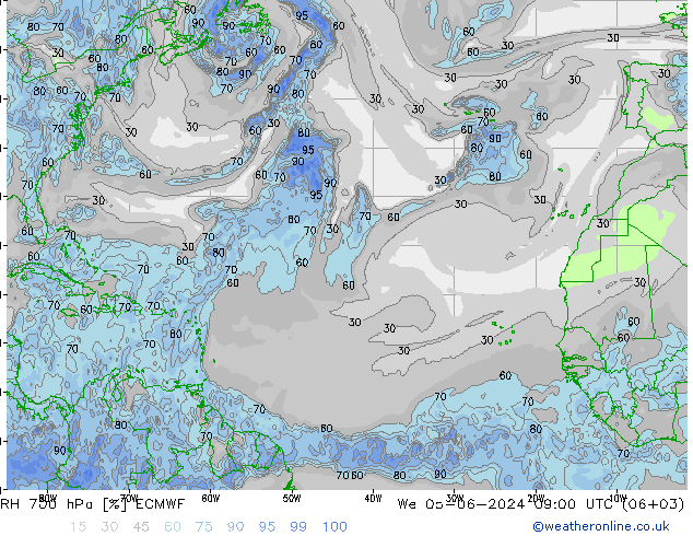 RH 700 hPa ECMWF We 05.06.2024 09 UTC