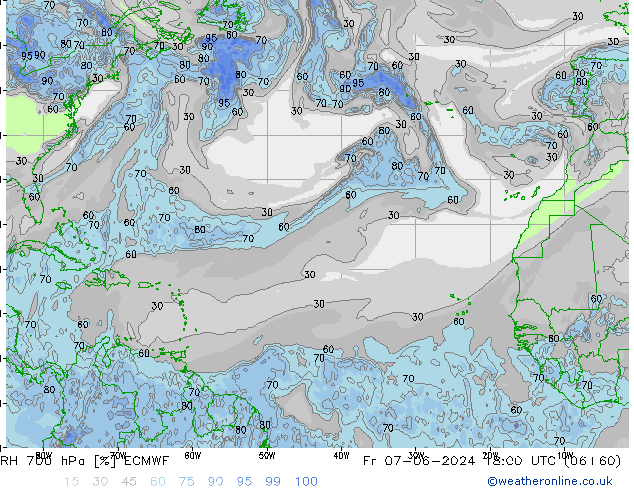 RH 700 hPa ECMWF Fr 07.06.2024 18 UTC