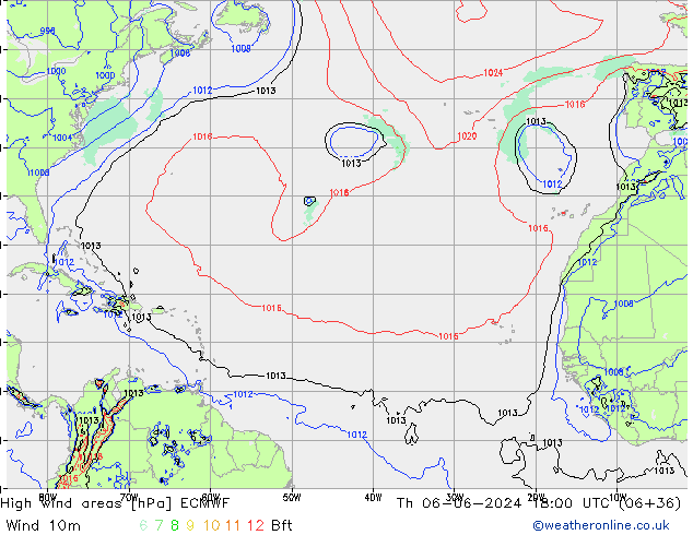 Windvelden ECMWF do 06.06.2024 18 UTC