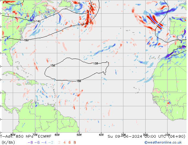 T-Adv. 850 hPa ECMWF zo 09.06.2024 00 UTC