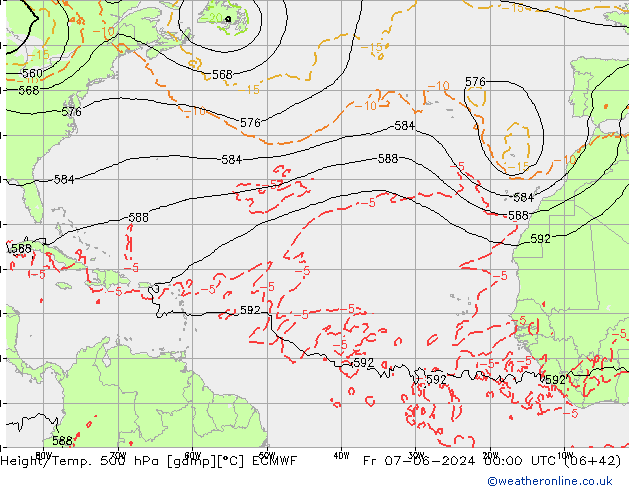 Z500/Rain (+SLP)/Z850 ECMWF Pá 07.06.2024 00 UTC