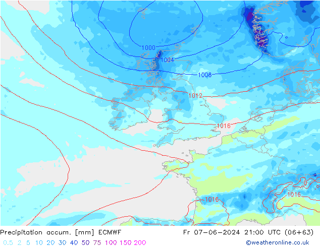 Precipitation accum. ECMWF Fr 07.06.2024 21 UTC