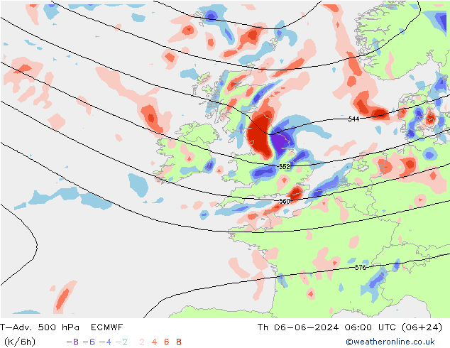 T-Adv. 500 hPa ECMWF jeu 06.06.2024 06 UTC