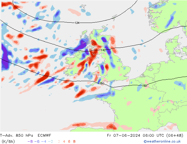 T-Adv. 850 hPa ECMWF pt. 07.06.2024 06 UTC