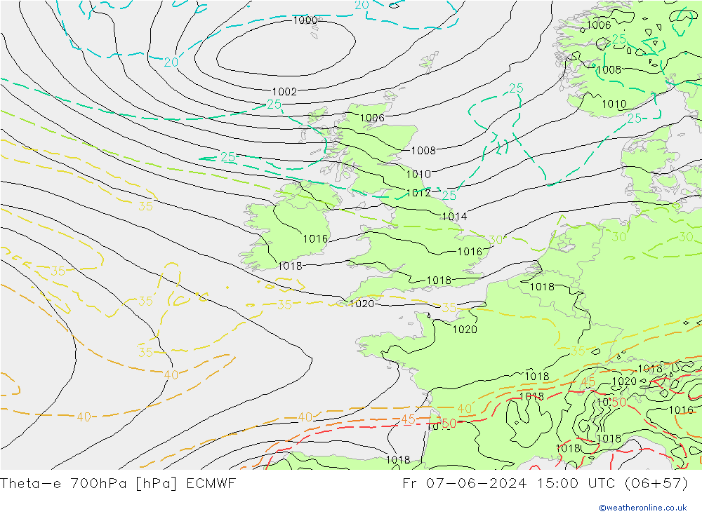 Theta-e 700hPa ECMWF Pá 07.06.2024 15 UTC