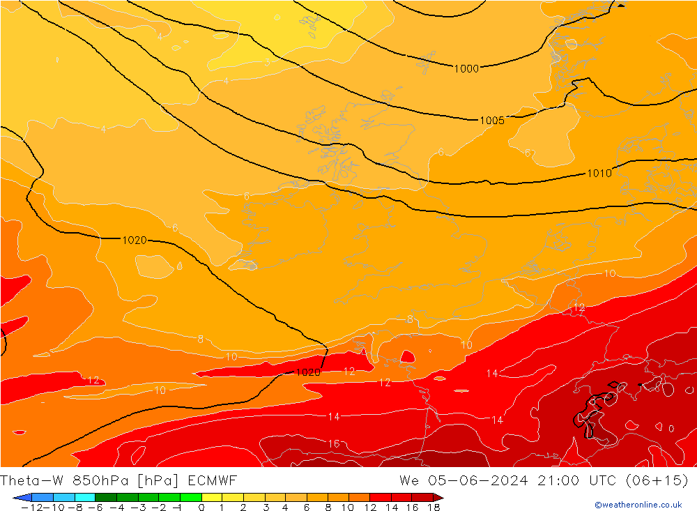 Theta-W 850hPa ECMWF mié 05.06.2024 21 UTC