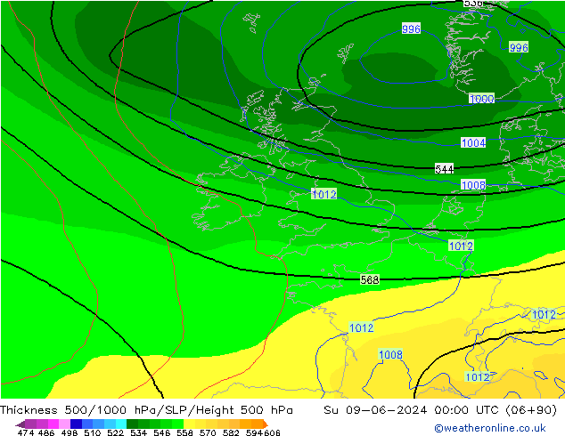 Thck 500-1000hPa ECMWF Su 09.06.2024 00 UTC