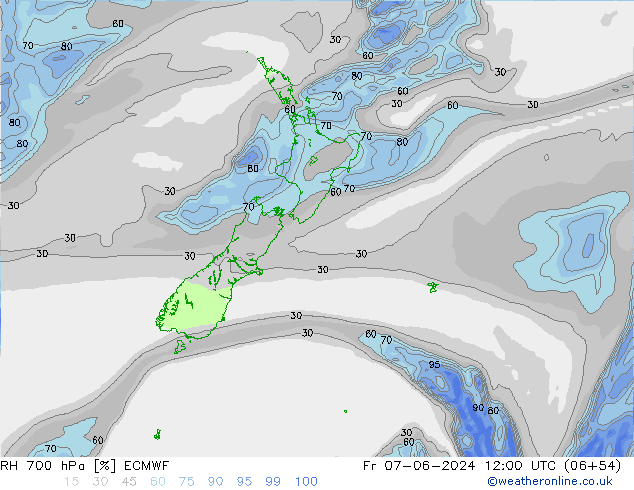 RH 700 hPa ECMWF Fr 07.06.2024 12 UTC