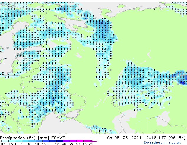 Z500/Rain (+SLP)/Z850 ECMWF Sa 08.06.2024 18 UTC