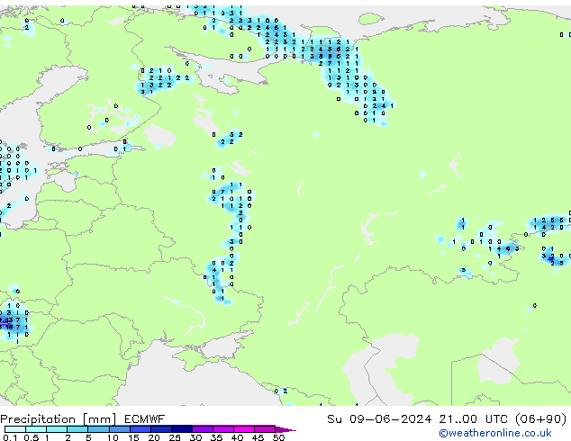 осадки ECMWF Вс 09.06.2024 00 UTC