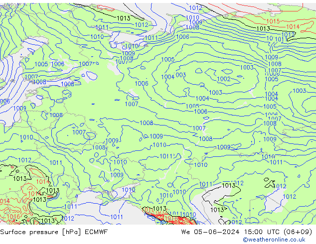 Surface pressure ECMWF We 05.06.2024 15 UTC