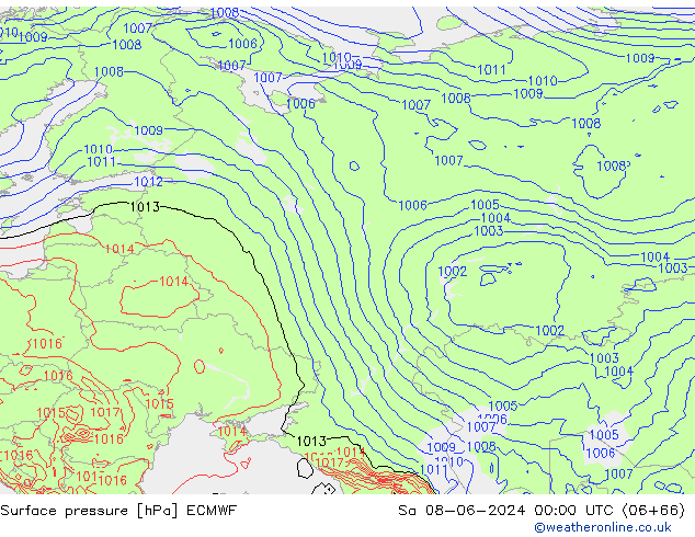 pressão do solo ECMWF Sáb 08.06.2024 00 UTC