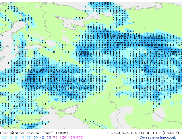 Précipitation accum. ECMWF jeu 06.06.2024 09 UTC