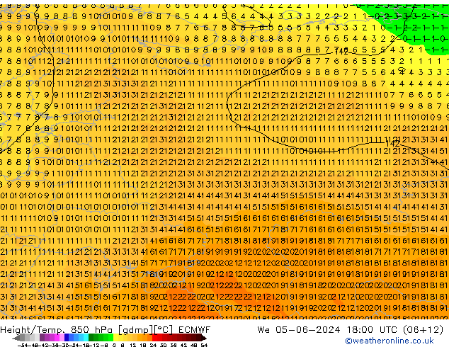 Z500/Rain (+SLP)/Z850 ECMWF St 05.06.2024 18 UTC