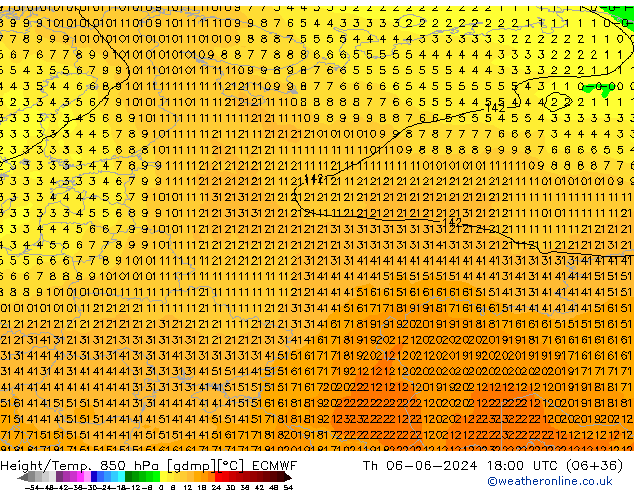 Z500/Rain (+SLP)/Z850 ECMWF jue 06.06.2024 18 UTC