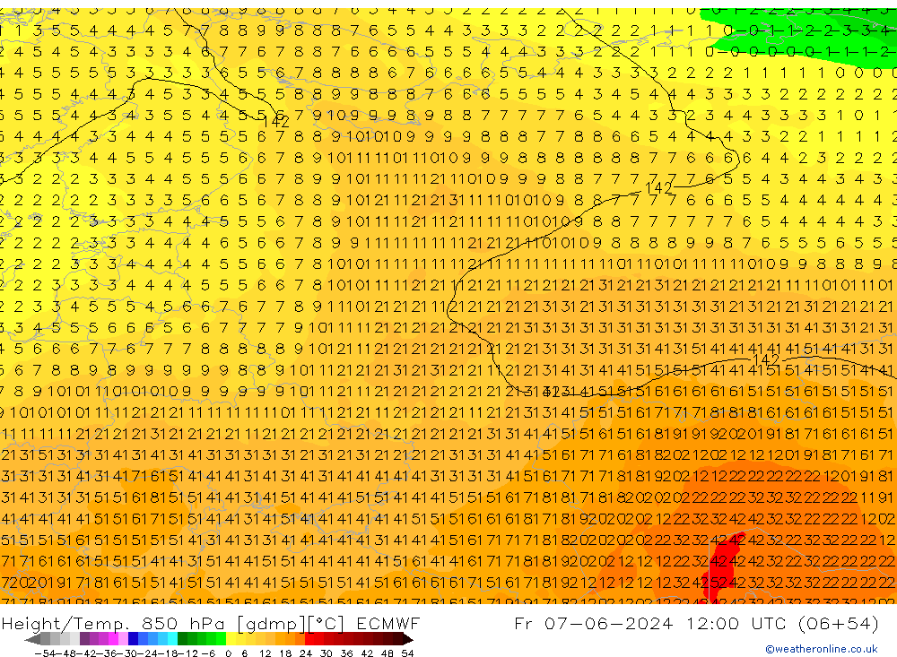 Z500/Rain (+SLP)/Z850 ECMWF pt. 07.06.2024 12 UTC