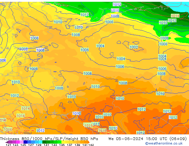 Thck 850-1000 hPa ECMWF We 05.06.2024 15 UTC