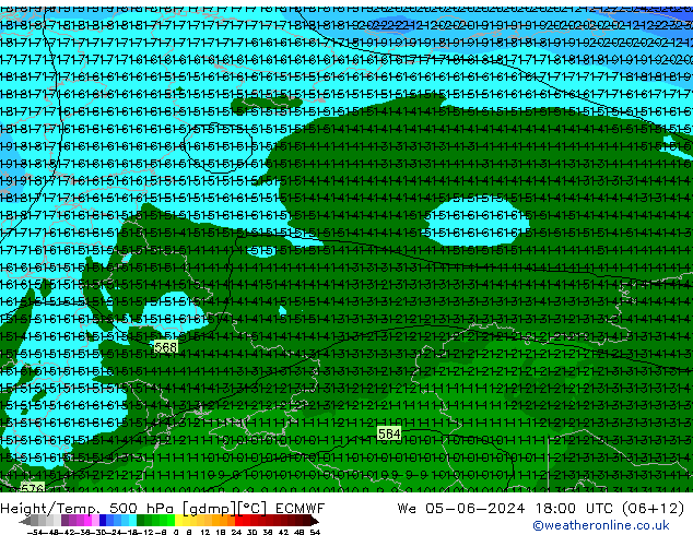 Z500/Rain (+SLP)/Z850 ECMWF St 05.06.2024 18 UTC