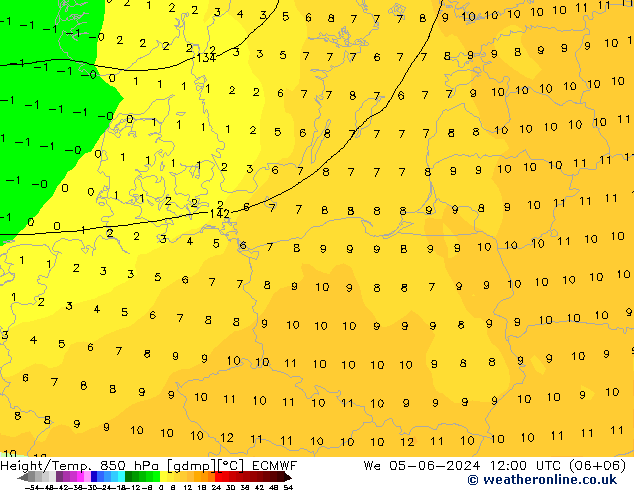 Z500/Rain (+SLP)/Z850 ECMWF  05.06.2024 12 UTC