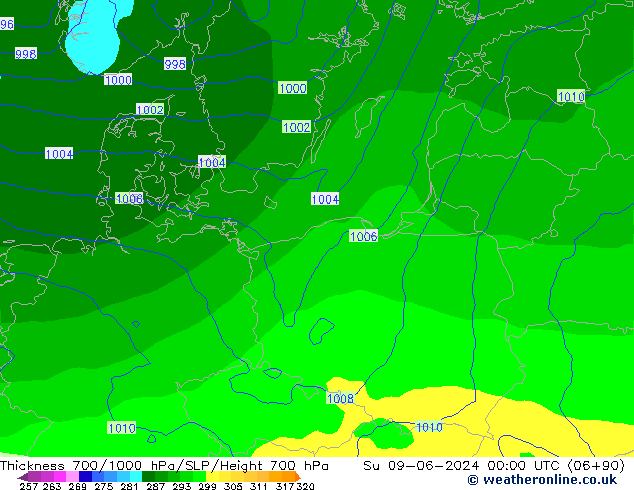 Thck 700-1000 hPa ECMWF Ne 09.06.2024 00 UTC