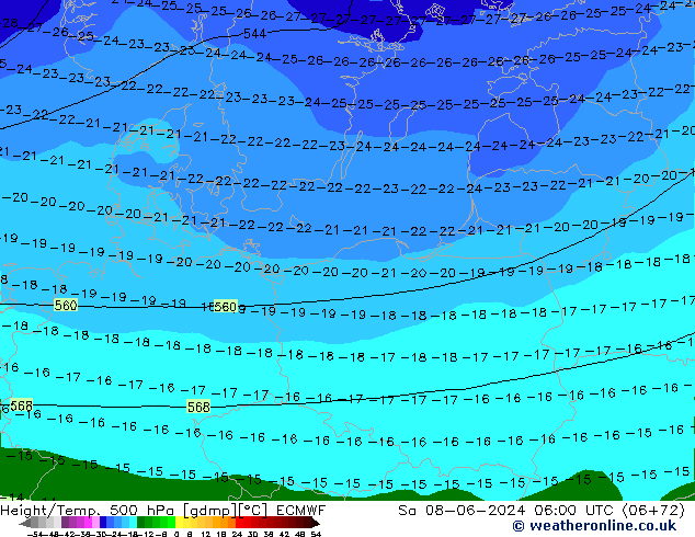 Z500/Yağmur (+YB)/Z850 ECMWF Cts 08.06.2024 06 UTC