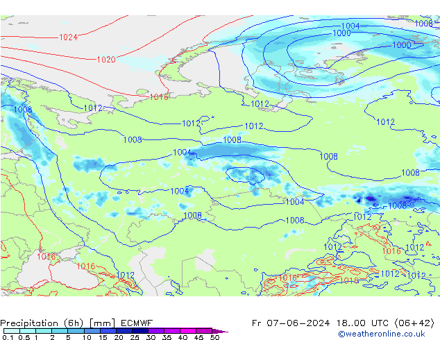 Z500/Rain (+SLP)/Z850 ECMWF Fr 07.06.2024 00 UTC