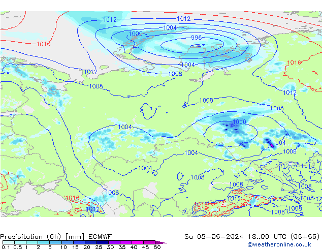 Z500/Rain (+SLP)/Z850 ECMWF Sa 08.06.2024 00 UTC