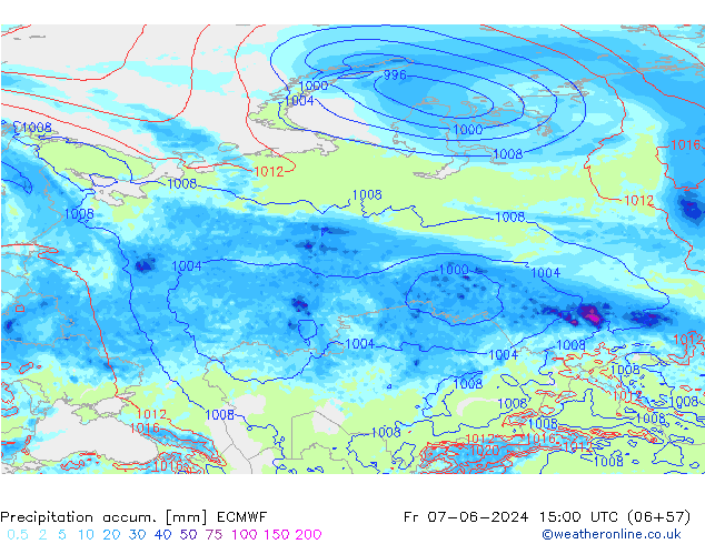 Precipitation accum. ECMWF ven 07.06.2024 15 UTC