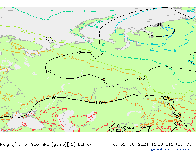 Height/Temp. 850 hPa ECMWF We 05.06.2024 15 UTC