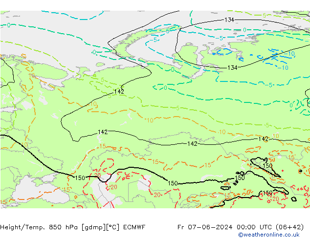 Z500/Rain (+SLP)/Z850 ECMWF Fr 07.06.2024 00 UTC