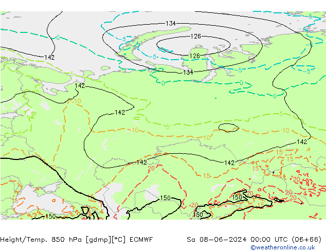 Z500/Rain (+SLP)/Z850 ECMWF Sa 08.06.2024 00 UTC