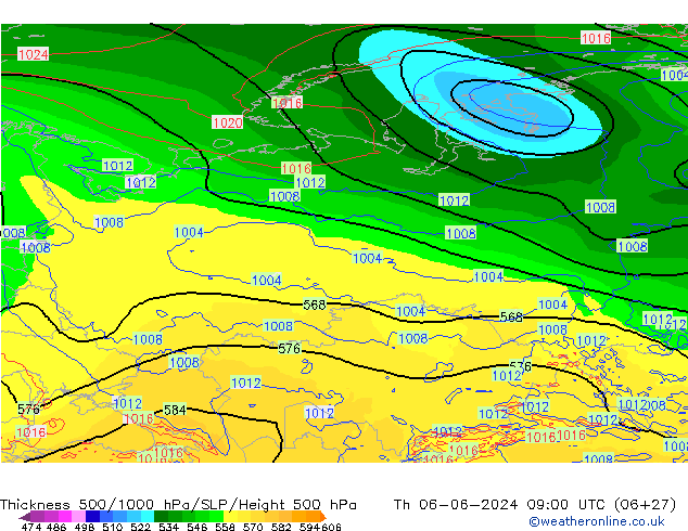 Thck 500-1000hPa ECMWF gio 06.06.2024 09 UTC