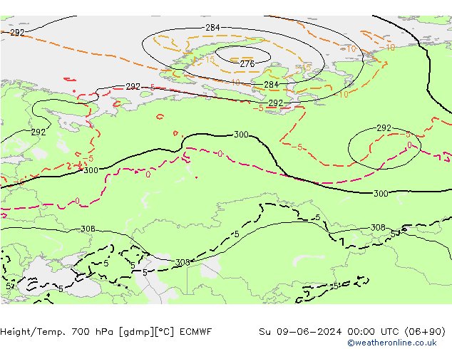 Height/Temp. 700 hPa ECMWF Su 09.06.2024 00 UTC