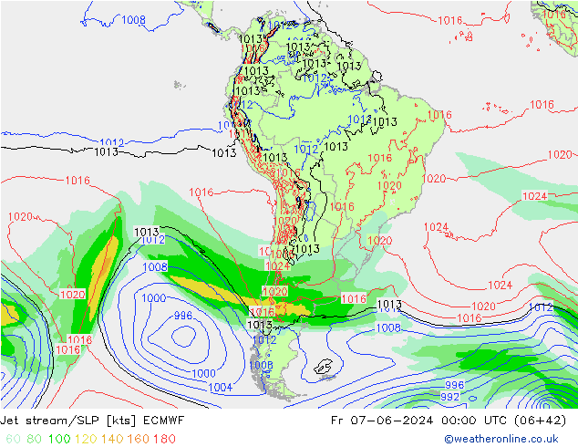 Jet stream ECMWF Sex 07.06.2024 00 UTC