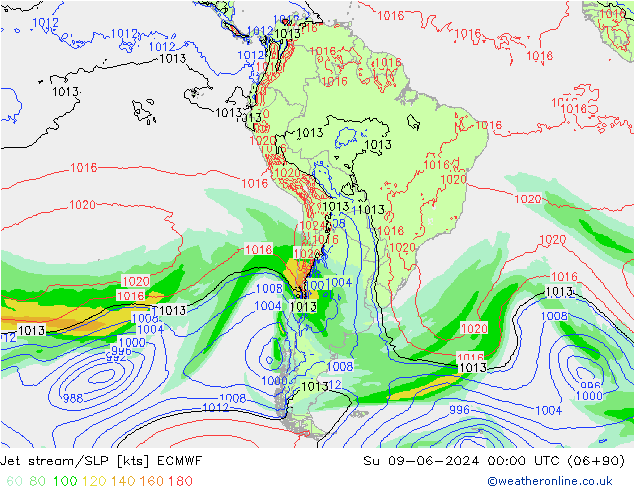 Jet stream/SLP ECMWF Ne 09.06.2024 00 UTC