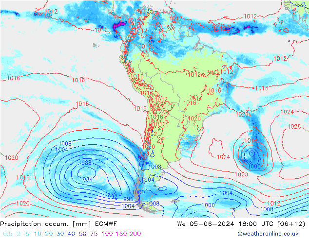 Precipitation accum. ECMWF We 05.06.2024 18 UTC