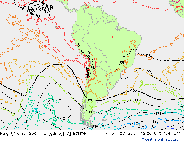 Z500/Yağmur (+YB)/Z850 ECMWF Cu 07.06.2024 12 UTC