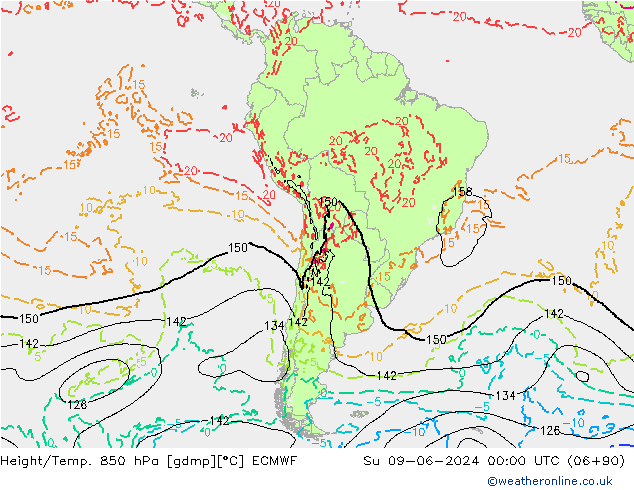 Z500/Rain (+SLP)/Z850 ECMWF Su 09.06.2024 00 UTC