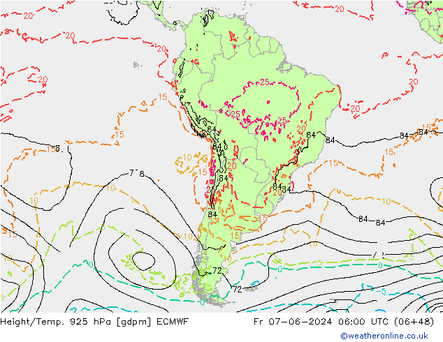 Height/Temp. 925 hPa ECMWF  07.06.2024 06 UTC