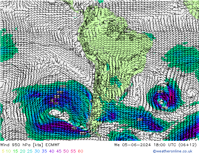 ветер 950 гПа ECMWF ср 05.06.2024 18 UTC