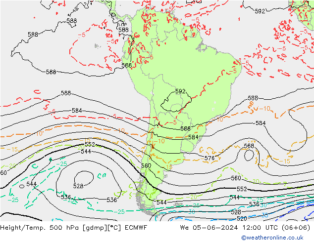 Z500/Rain (+SLP)/Z850 ECMWF ср 05.06.2024 12 UTC