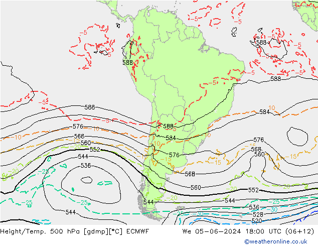 Z500/Rain (+SLP)/Z850 ECMWF St 05.06.2024 18 UTC