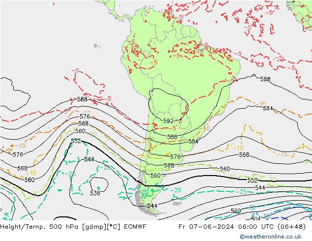 Z500/Rain (+SLP)/Z850 ECMWF Fr 07.06.2024 06 UTC