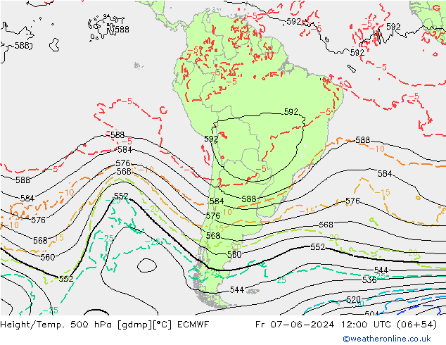 Z500/Yağmur (+YB)/Z850 ECMWF Cu 07.06.2024 12 UTC